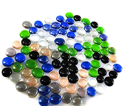 ARSUK Glass Pebbles For Aquarium And Decorative Purpose 200 Pieces - Green Colour - 1 Kg
